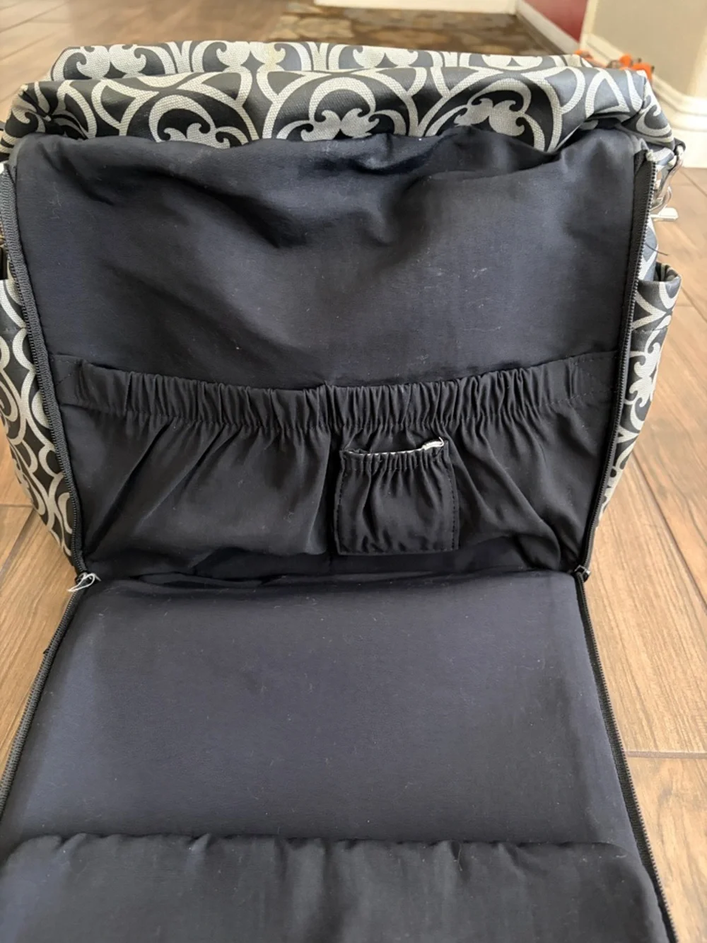 Petunia Pickle Bottom Black and Gray Messenger Bag with Yellow Detail